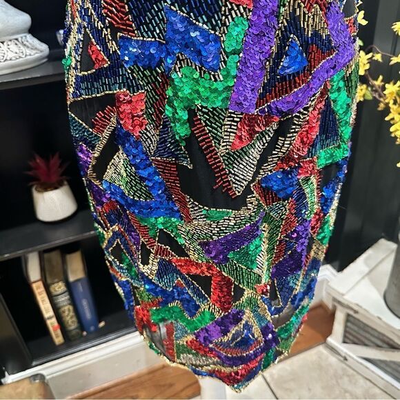Vintage Lime “Nite” Full‑Sequin Mini Dress • Size US 4 • Retro Glam - Picture 4 of 14